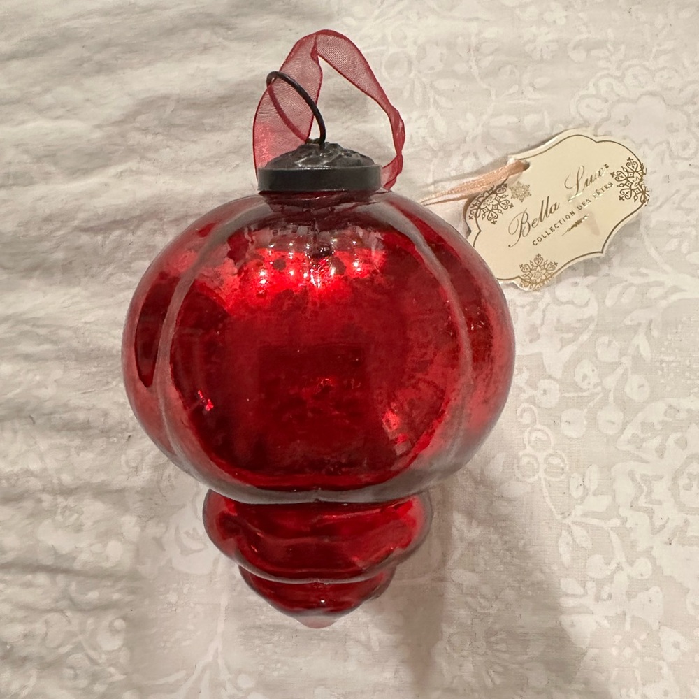 Mercury Glass Vintage look Finial Ornament red large - Picture 2 of 5